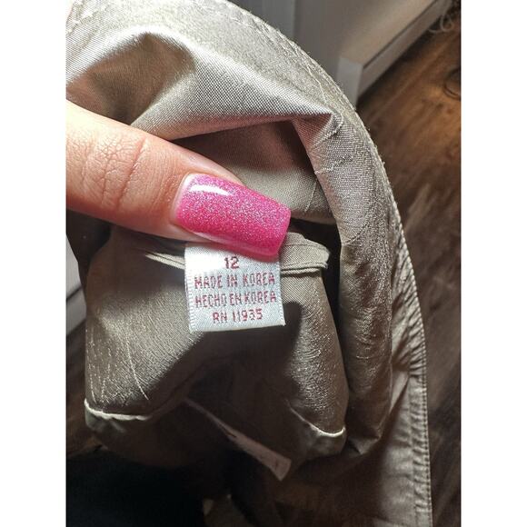 Worthington Essentials Size 12 Women's Trench Coat Jacket Coffee Beige Vtg - Picture 8 of 8